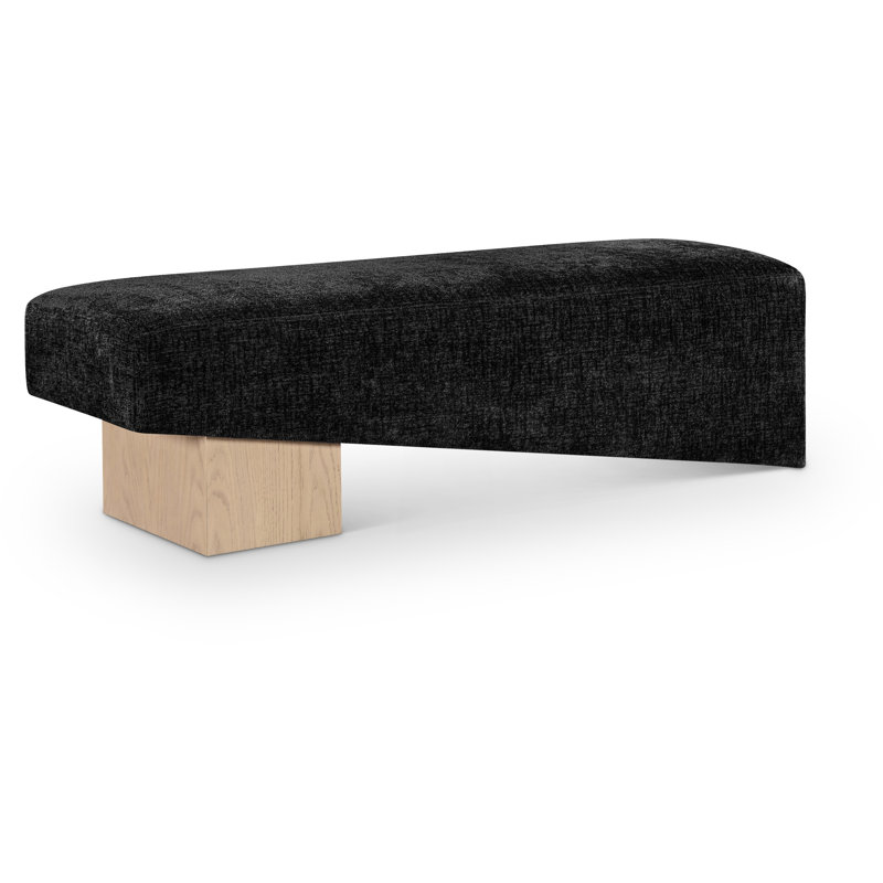 Banc en tissu Alora, Naturel, Tissu de polyester noir