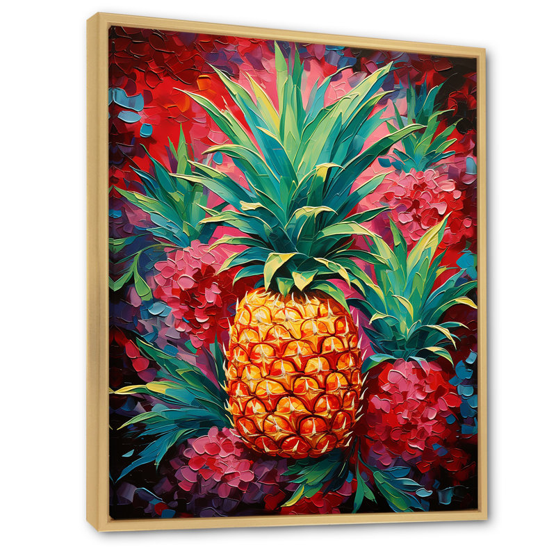 Oasis tropicale ananas I, Cadre naturel flottant, H 44 po x l 34 po x P 1,5 po