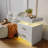 LED Nightstand with Motion Sensor Light, Modern Bedside Table with LED Strip 3-Color Dimmable Lighting, High Gloss White 2-Drawer Bedroom Furniture, Compact Side Table for Small Spaces