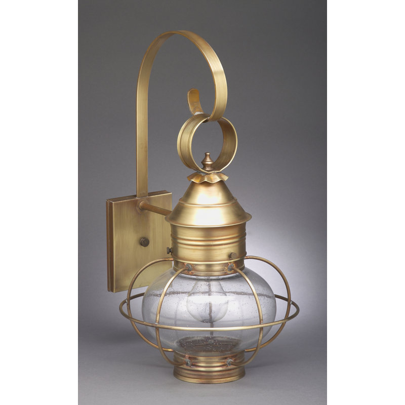 Onion 1-Light Outdoor Wall Lantern, Optic, Dark Brass
