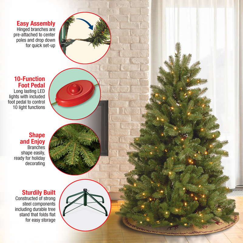 The Holiday Aisle® Newberry Spruce Tree with Dual Color LED Lights, 4.6' H