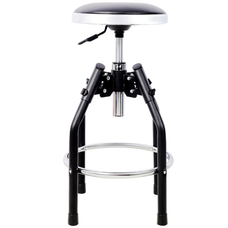 360 Swivel Foot Rest Heavy Duty Shop Stool, 13.7 - Inch Seat, 29 33.6 Adjustable Height, 330 Pound Capacity, Rest, Black Hydraulic Rotation, Soft Touch