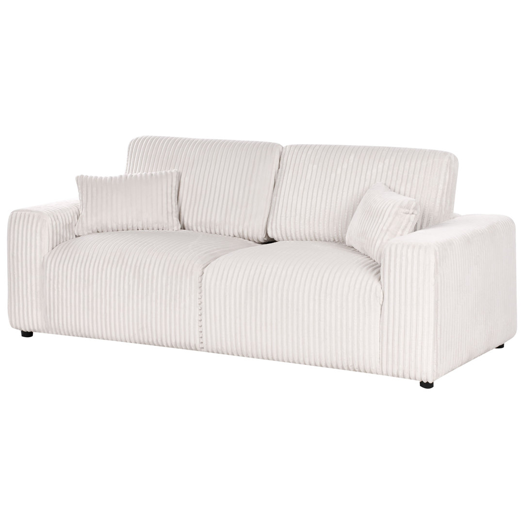 3 Seater Jumbo Cord Sofa Off White SANDORA