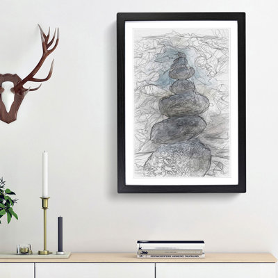 Stacked Zen Stones in Abstract - Picture Frame Graphic Art Print