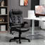 Fauteuil de bureau inclinable chauffant en similicuir brun foncé, 6 points de vibration, dossier haut, accoudoirs, télécommande, dossier compact brun, avec soutien lombaire et massage