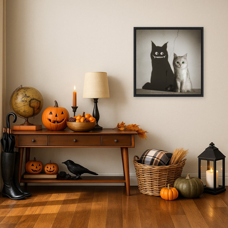 «Cute Cat Scary Shadow» par Terry F, impression sur toile encadrée, L 22 po x H 22 po
