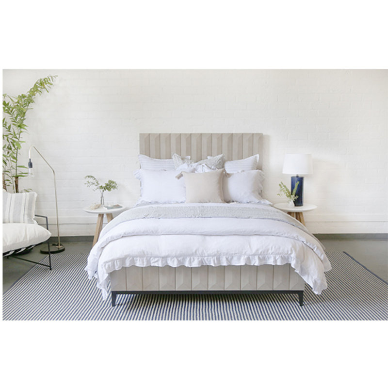Rosaline Pine Modern Panel Bed, King, Light Gray