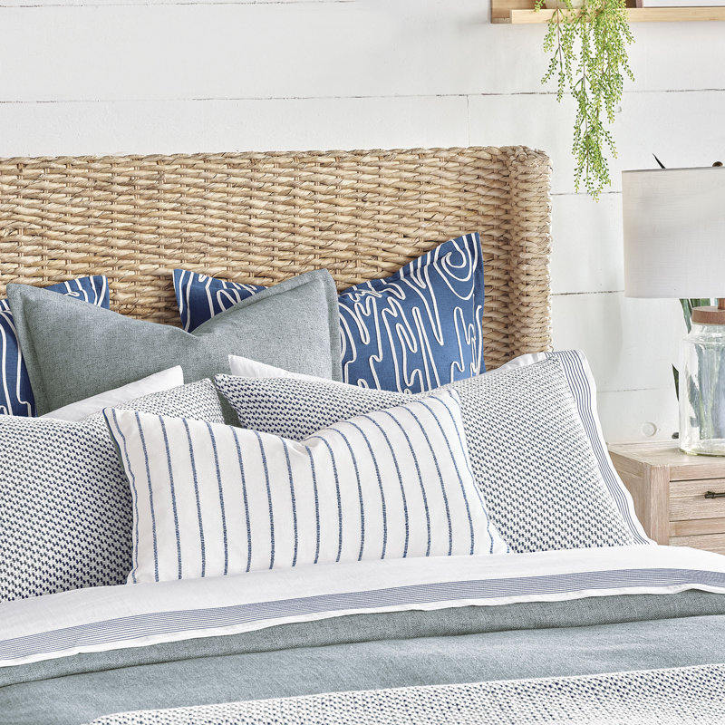 Marsden Fine Linen Sheet Set, California King, White/Blue