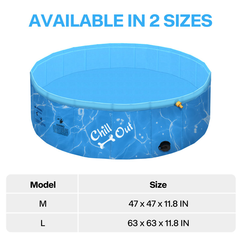 Chill Out Sprinking 2-en-1, chien, piscine, bleu, H 11,80 po x L 63 po x l 63 po