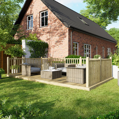 Powersheds Timber Pressure Treated Decking Kit - Handrails on Three Sides