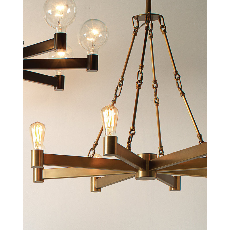 8 - Light Chandelier, Brass
