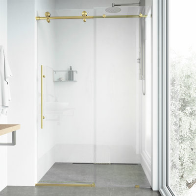 Elan E-Class 60-64" W x 76" H Sliding Frameless Shower Door with 3/8" Clear Glass