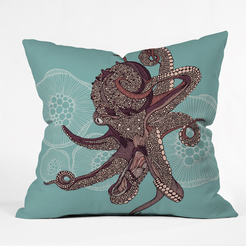 Octopus Bloom Throw Pillow, 16" x 16"