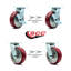 Ensemble de roulettes en poly 6 sur 6 avec roulements à rouleaux et 4 freins pivotants / SCC-30CS620-PAR-TLB-BSL-2-BSL-2