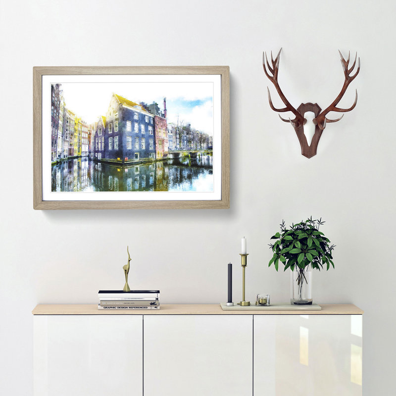 Reflections of Amsterdam - Framed Print, Oak Framed, 45cm H x 63cm W x 2cm D