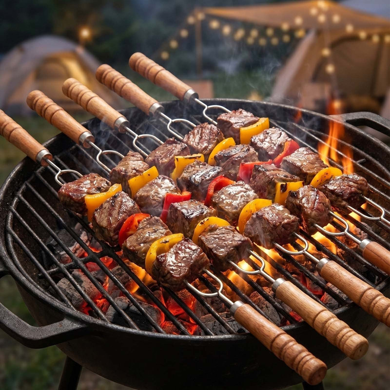 6 brochettes de barbecue en acier inoxydable