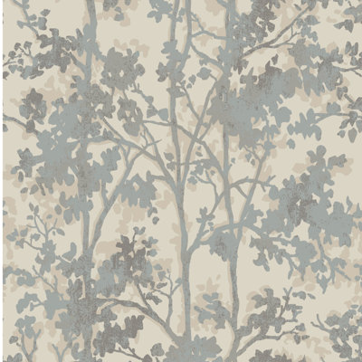 Shimmering Foliage Floral Metallic Wallpaper Roll