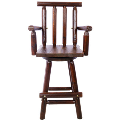 Bar Stool - Fir Wood Construction, Chair With Footrest,Wide Armrest, Rustic Kitchen Stool, Tall Bistro Chair