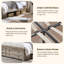 Structure de grand lit de style campagnard avec 2 tiroirs sous le lit, tête de lit avec 2 tiroirs de chevet et tablettes ouvertes, station de charge incluse-223751088-227361867