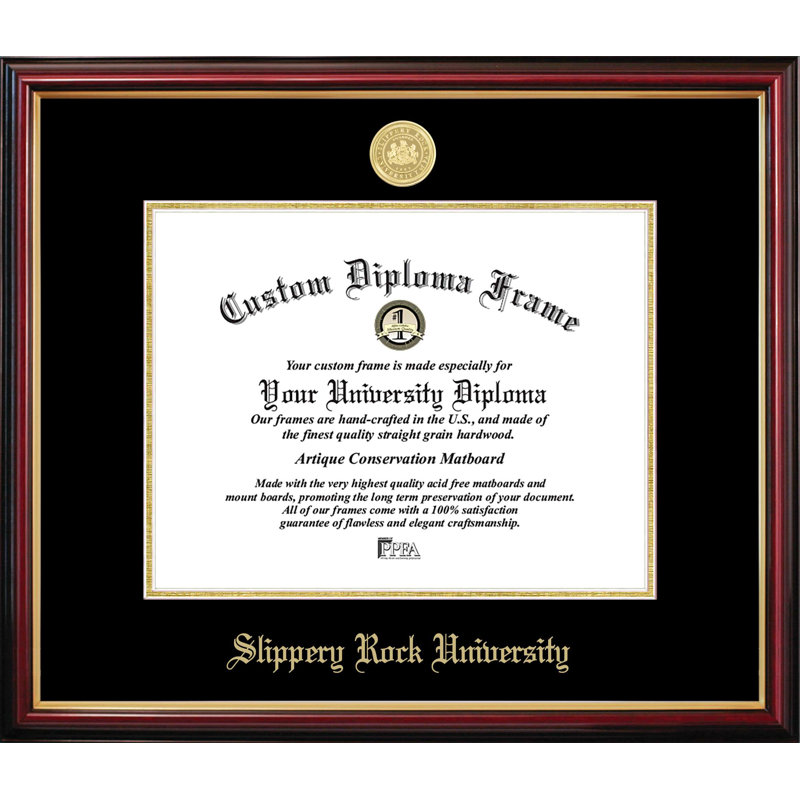 Cadre de diplôme Slippery Rock Petite, L 11 po x H 8,5 po, NCAA Slippery Rock