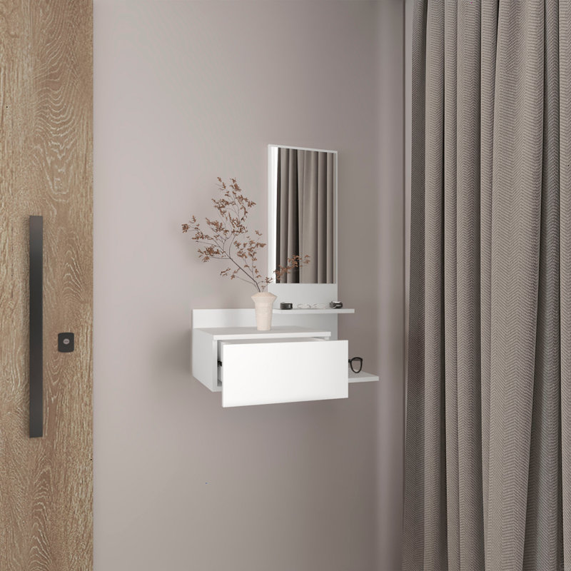 Console miroir 23,5 po, Blanc