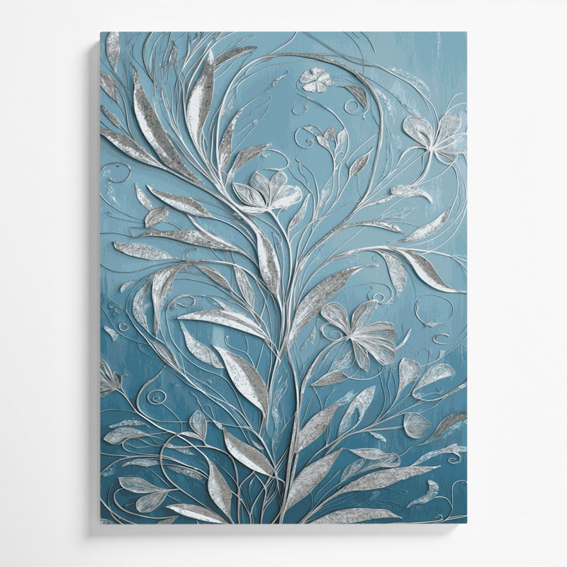 Abstract Florals 97 Blue Canvas Wall Art, 10" H x 8" W