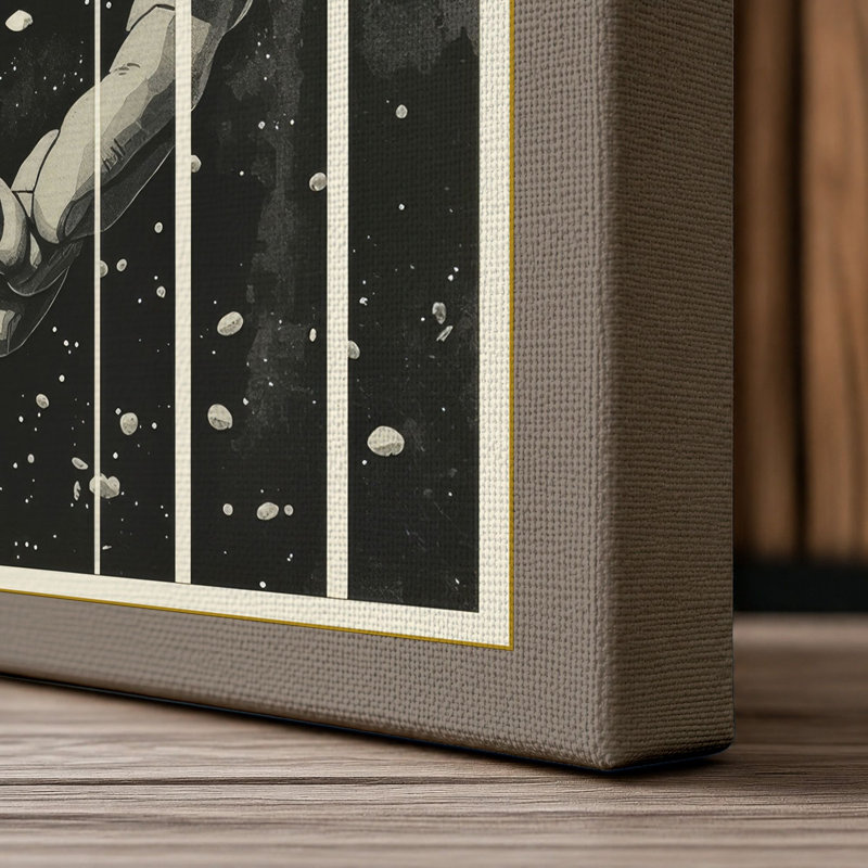 Deer in Starlight Japandi - Wrapped Canvas, 24x16 - 61.0 x 40.6 cm, Taupe Border