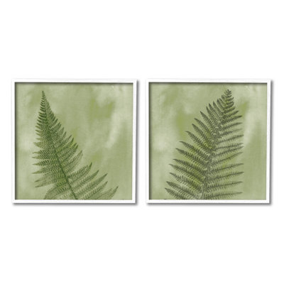 Fern Sprouts Forest Nature Leaves, ensemble de 2 estampes numériques encadrées par Ziwei Li