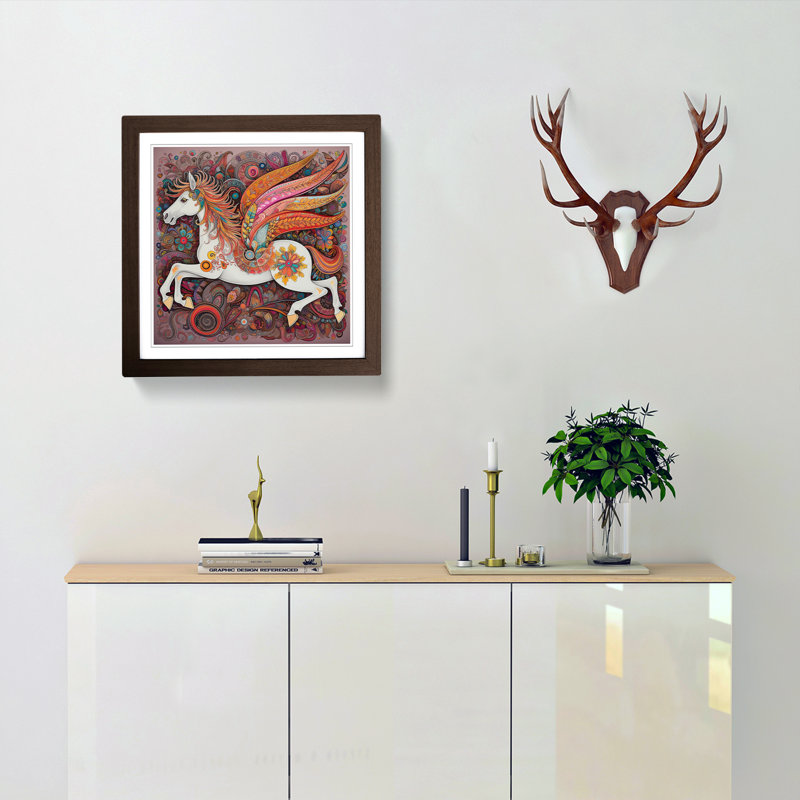 Pegasus Paisley Art - Framed Print, Walnut