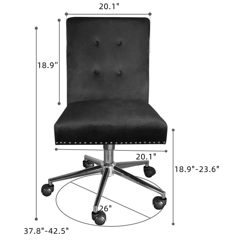 Fauteuil de bureau en velours, Noir