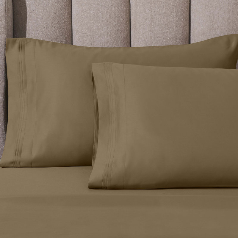 Taie d'oreiller en satin de coton égyptien de luxe à densité de tissage 1000 fils Arling, Taie d'oreiller très grande, Taupe
