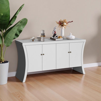 Armoire de rangement 4 portes avec pieds en bois