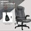 Fauteuil de bureau, gris foncé - massage par vibration et chaleur à 6 points, inclinable, rembourré, fauteuil réglable en massage vibrant, siège