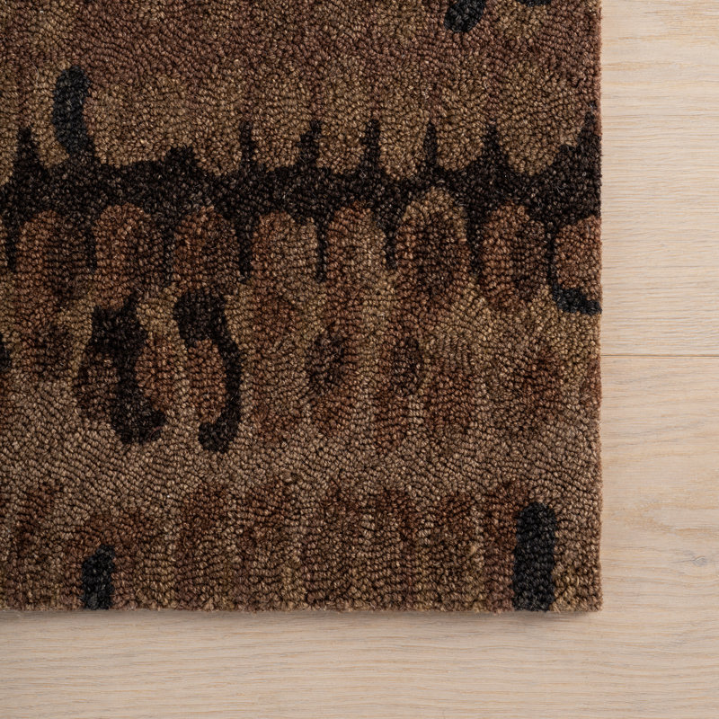 Paint Chip Hand Micro Hooked Wool Rug, Brown, Rectangle 9'6" x 13'6"