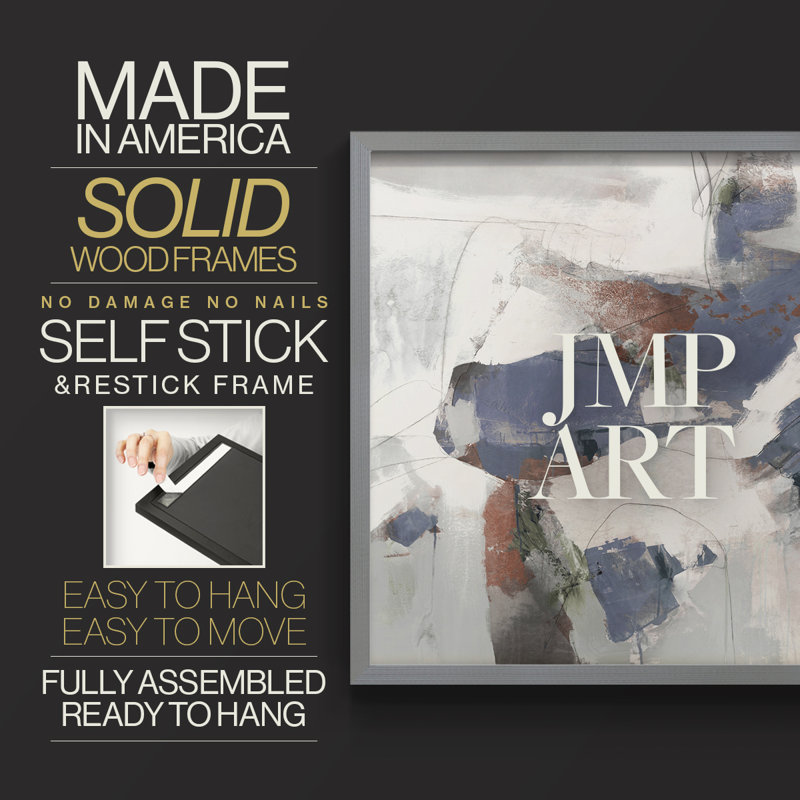 Blue Abstract -Framed Print - Restickable, Grey, 16" H x 20" W