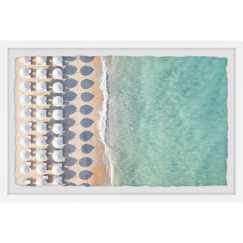 White Sun Umbrellas by Marmont Hill - Single Picture Frame Painting, 20cm H x 30cm W