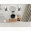 Meuble-lavabo mural avec tablette de rangement en céramique et portes à fermeture en douceur
