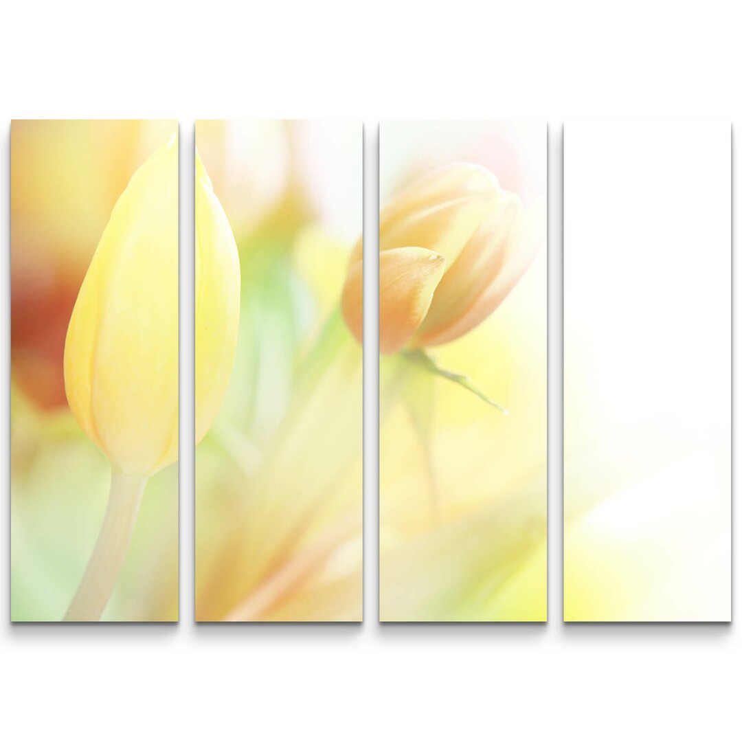 4-tlg. Leinwandbilder-Set Zarte gelbe Tulpen