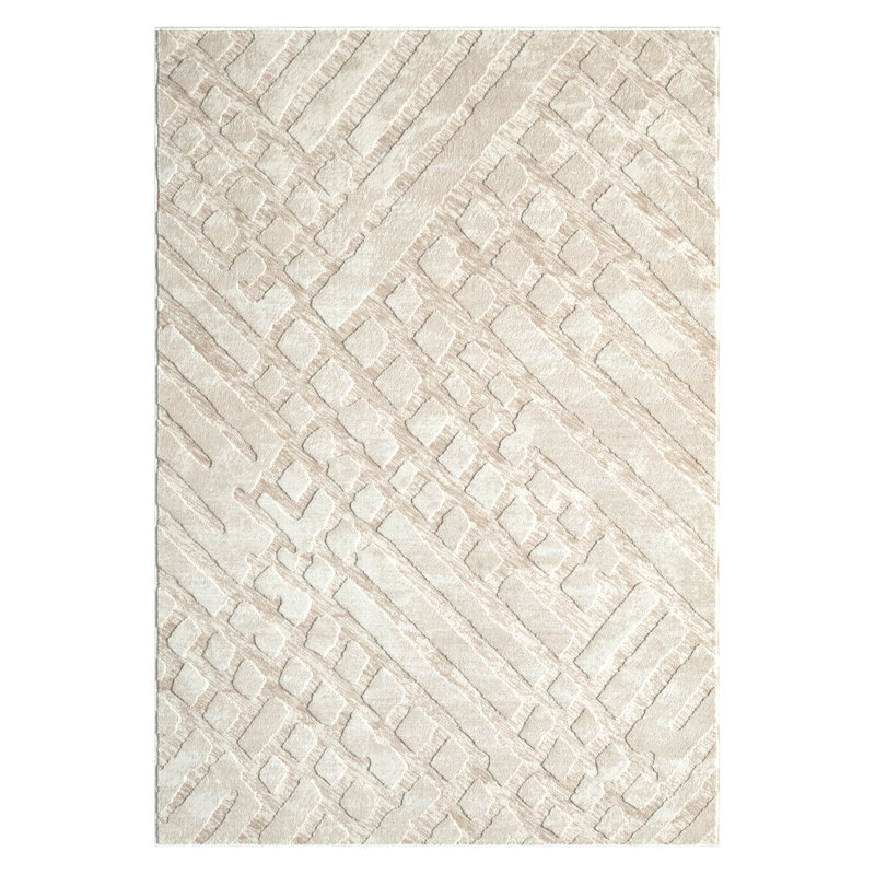 Abani Rugs TER190A Beige Cream Rustic Geometric Modern Area Rug, Rectangle 6'  x 9' 