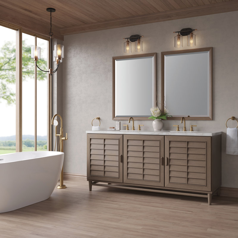Broeder 72'' Double Bathroom Vanity with Top, Victorian Silver, Widespread
