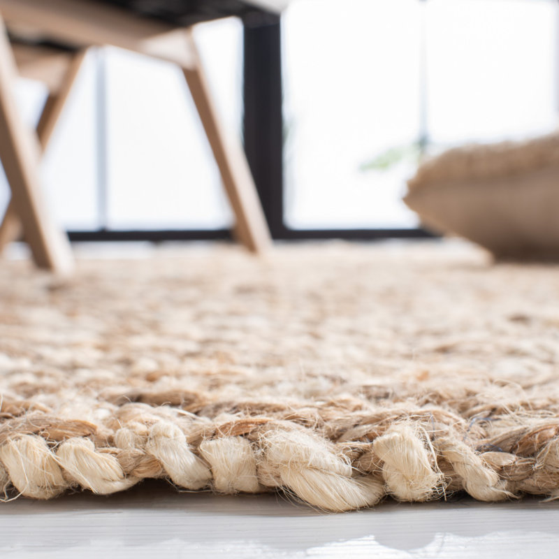 Derosier Natural Fiber Hand Woven Jute Geometric Rug, Rectangle 3' x 5'