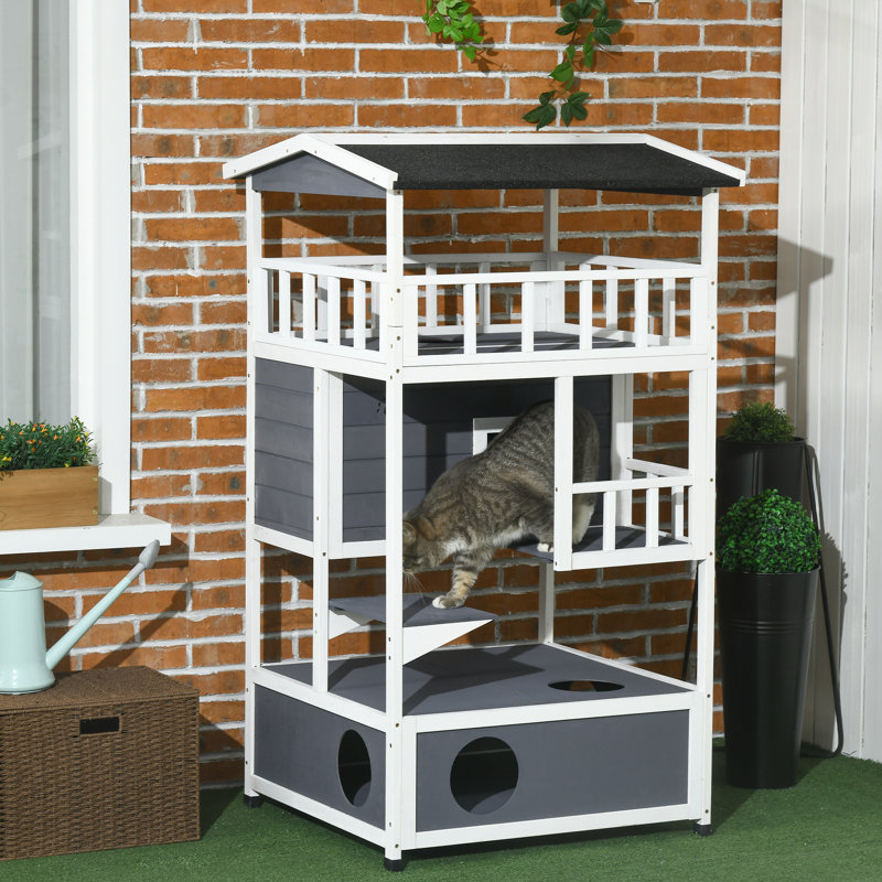 Maison d'extérieur en bois pour chat, Gris
