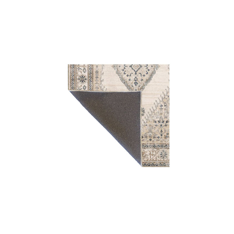 Tapis tissé lavable traditionnel à motif de nœuds crème, Tapis de couloir 3 pi 3 po x 6 pi 7 po inclus
