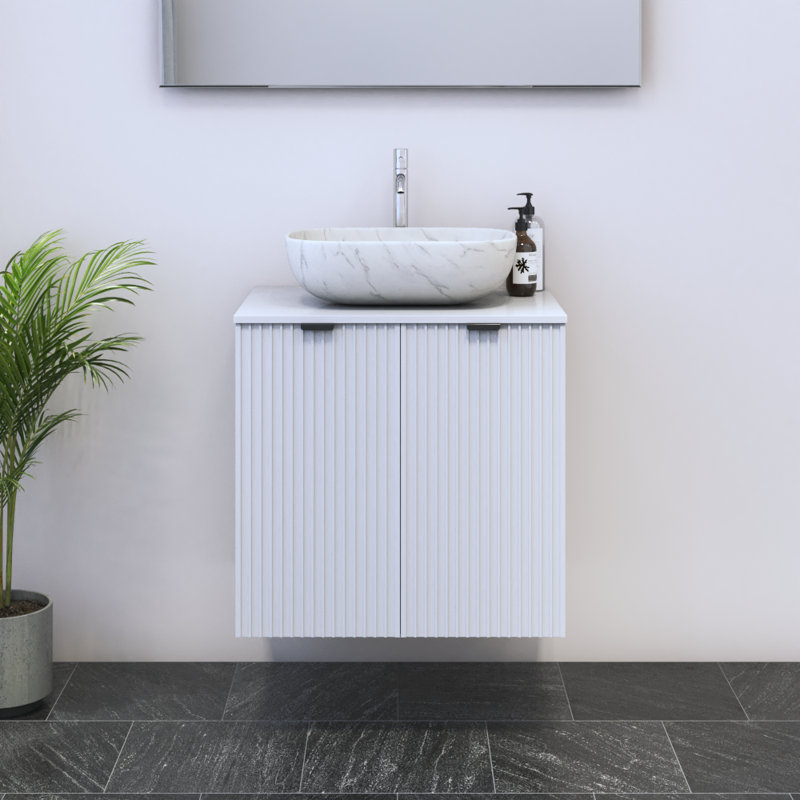 Lissia 23.6'' Single Bathroom Vanity with Top, White, White