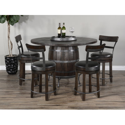  54" Round Wine Barrel Pub Table Set