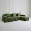 Canapé modulaire en L à 3 places avec siège en forme de nuage profond, tissu vert velours côtelé, coussins et repose-pieds amovible inclus-628823790