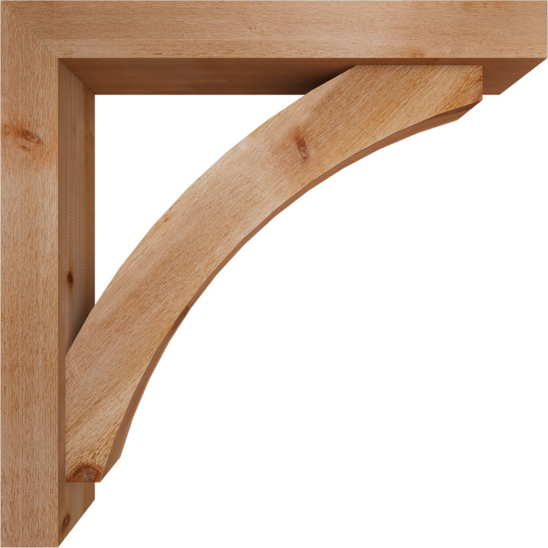 6"W x 38"D x 38"H Thorton Block Rough Sawn Bracket w/ Offset Brace, Western Red Cedar, 38 x 38