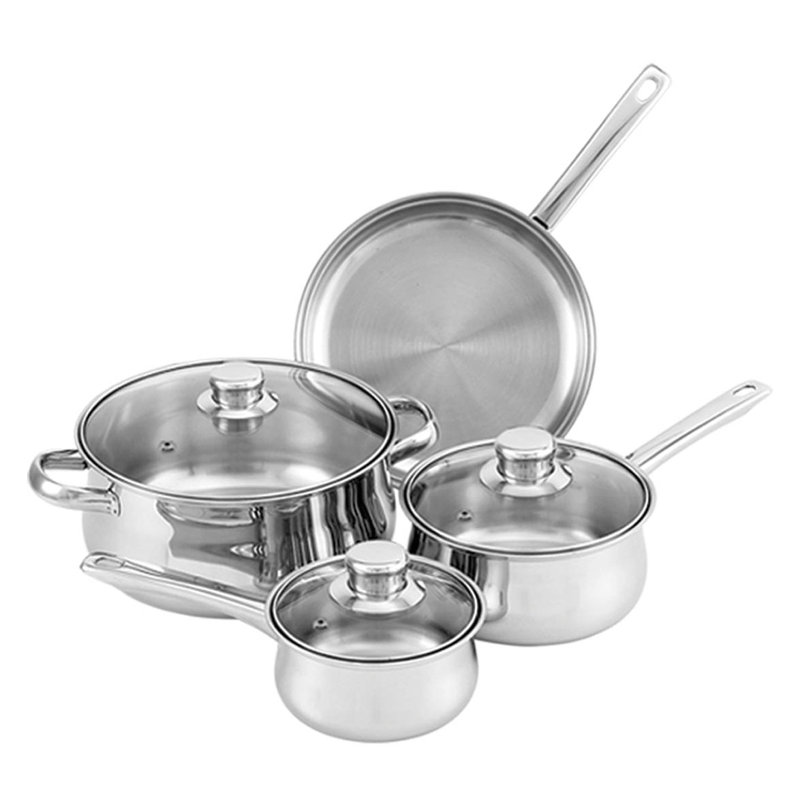 Batterie de cuisine 7 pièces en acier inoxydable avec couvercle en verre Mercury 250C