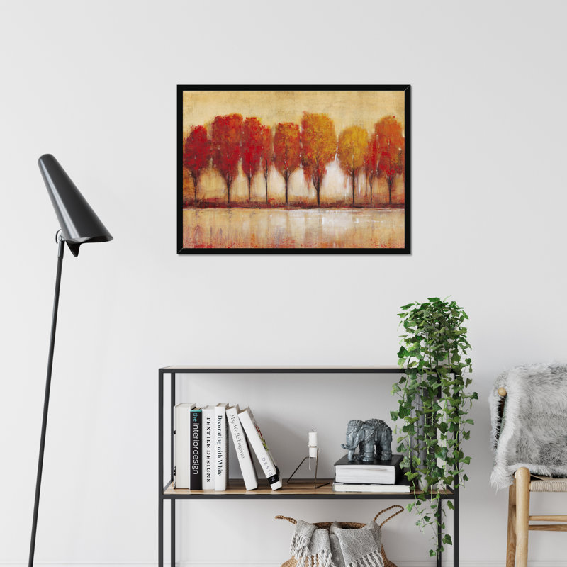 Autumn Water's Edge - Wrapped Canvas Print, Black Framed Paper Print, 55cm H x 80cm W