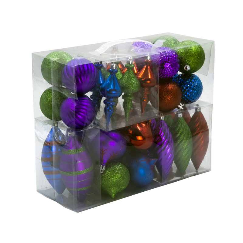 Ensemble de 40 décorations de Noël de forme arctique, Bleu / mauve / vert / rouge